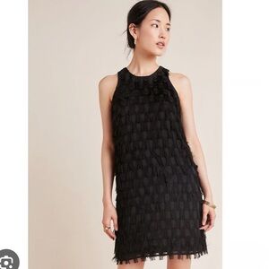 Anthropologie Black Fringe Dress